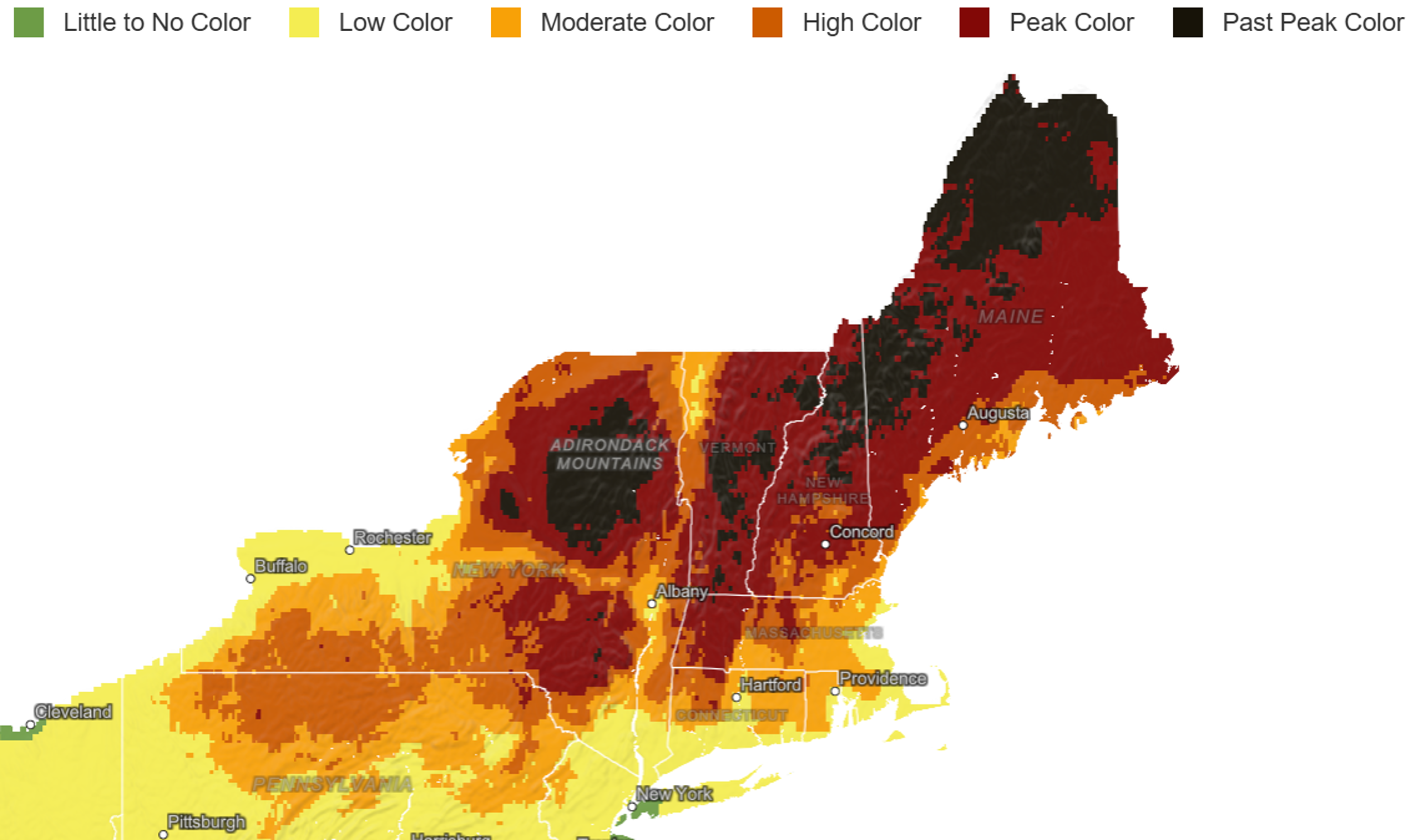 Sample archived fall foliage map